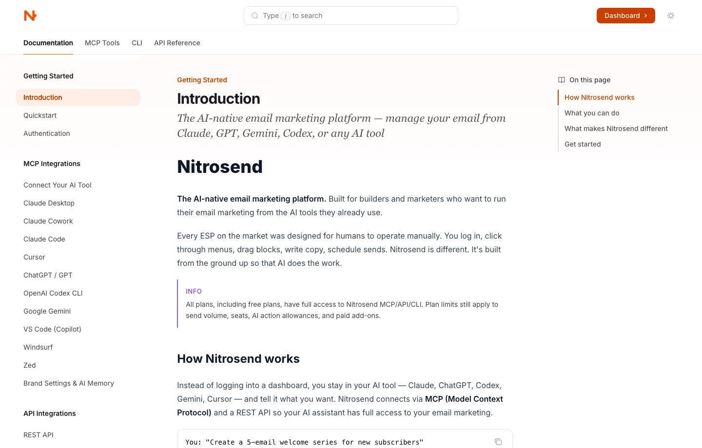 Nitrosend documentation built with Sourcey
